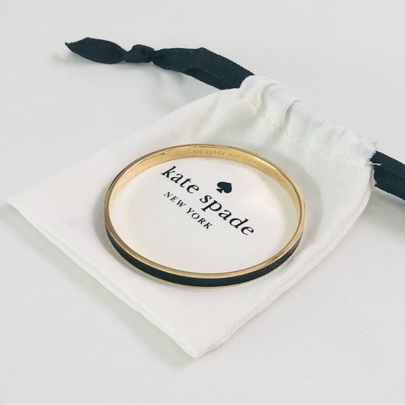 ⭐️Kate Spade⭐️Draw The Line Gold Black Enamel Bracelet Women's Bangle Jewelry - Picture 7 of 8